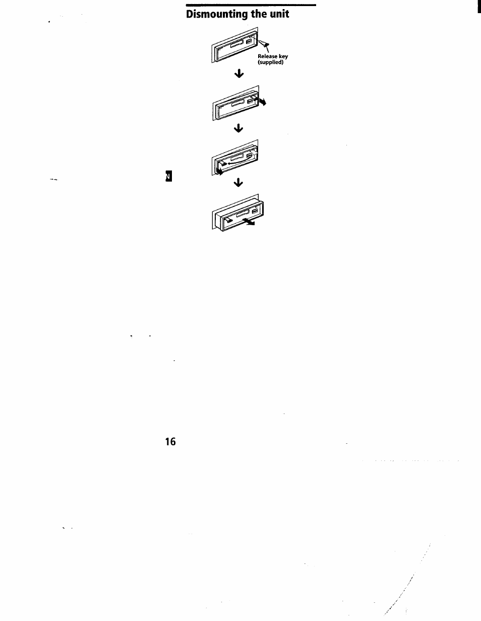 Dismounting the unit, Dismoimting the unit | Sony XR-C500 User Manual | Page 16 / 22