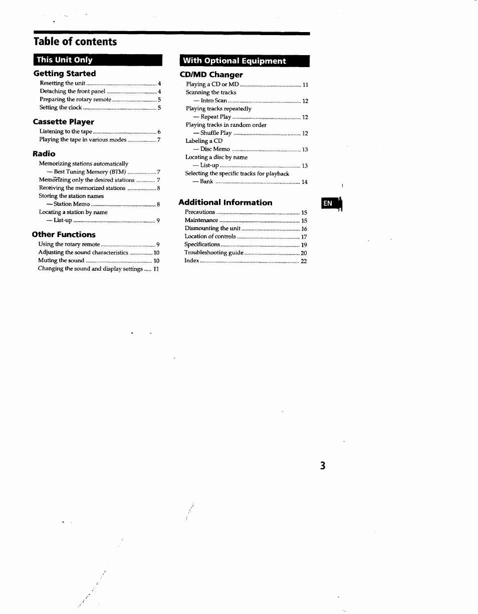 Sony XR-C500 User Manual | Page 3 / 22