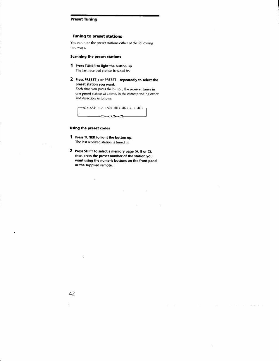 Preset timing, Timing to preset stations | Sony STR-DE635 User Manual | Page 42 / 52