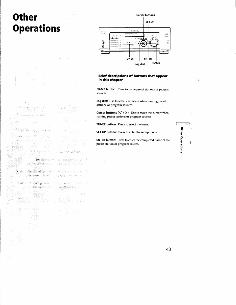 Other, Operations, Other operations | Sony STR-DE635 User Manual | Page 43 / 52