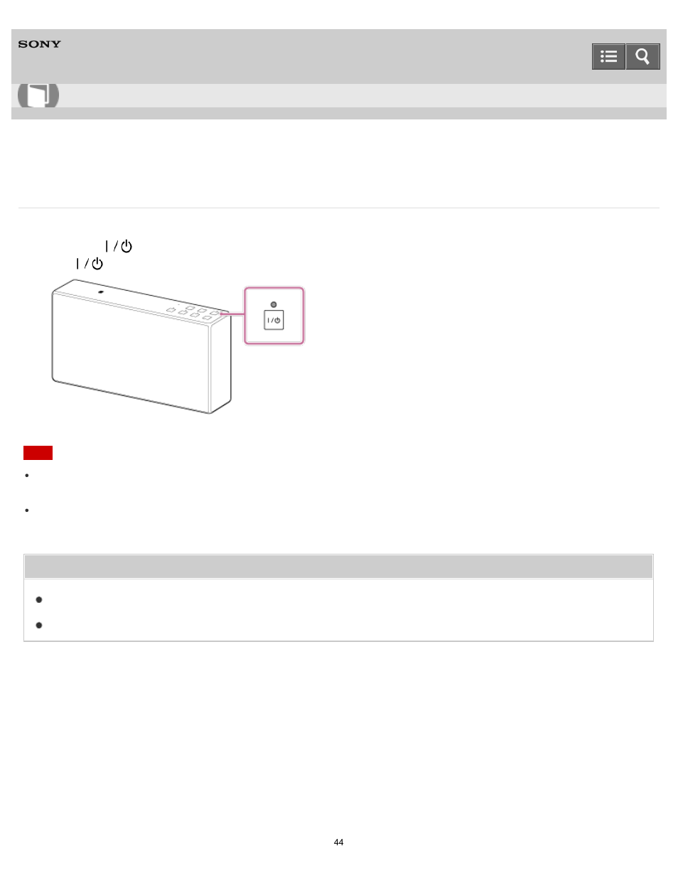 Turning the power on, You can turn on the speaker, Help guide | Sony SRS-X5 User Manual | Page 44 / 101