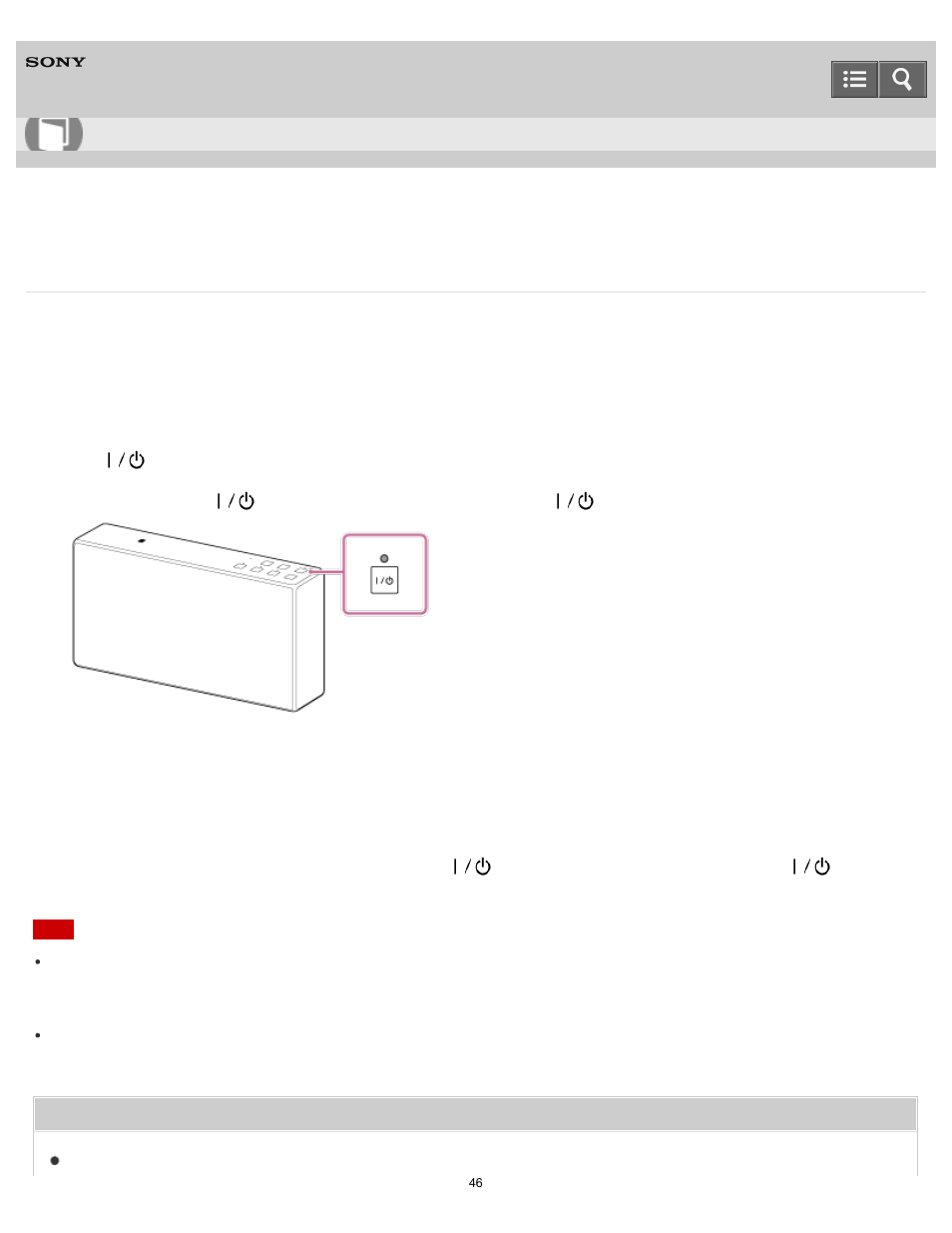 Using the bluetooth standby function, Help guide | Sony SRS-X5 User Manual | Page 46 / 101