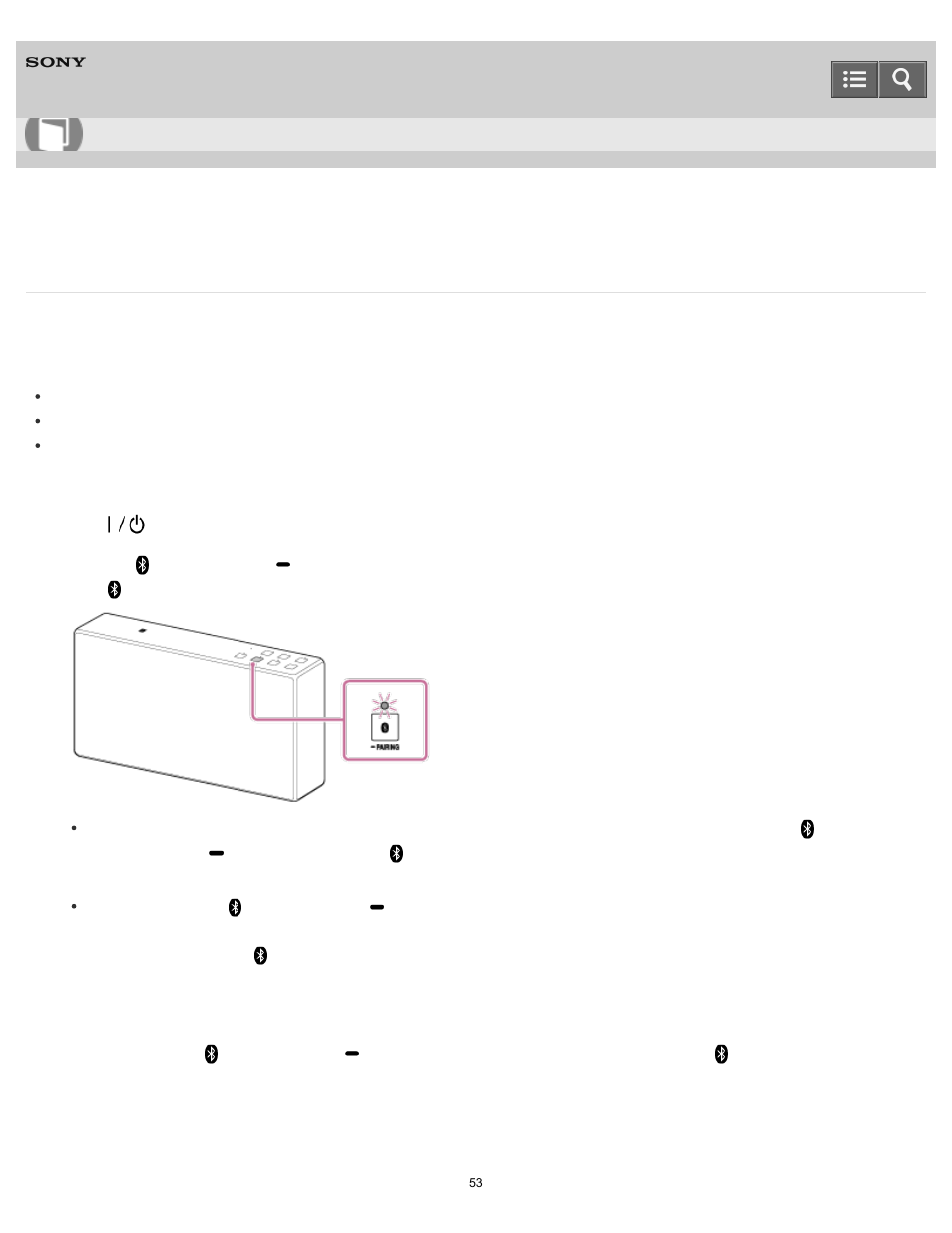 Pairing and connecting with a bluetooth device, Help guide | Sony SRS-X5 User Manual | Page 53 / 101