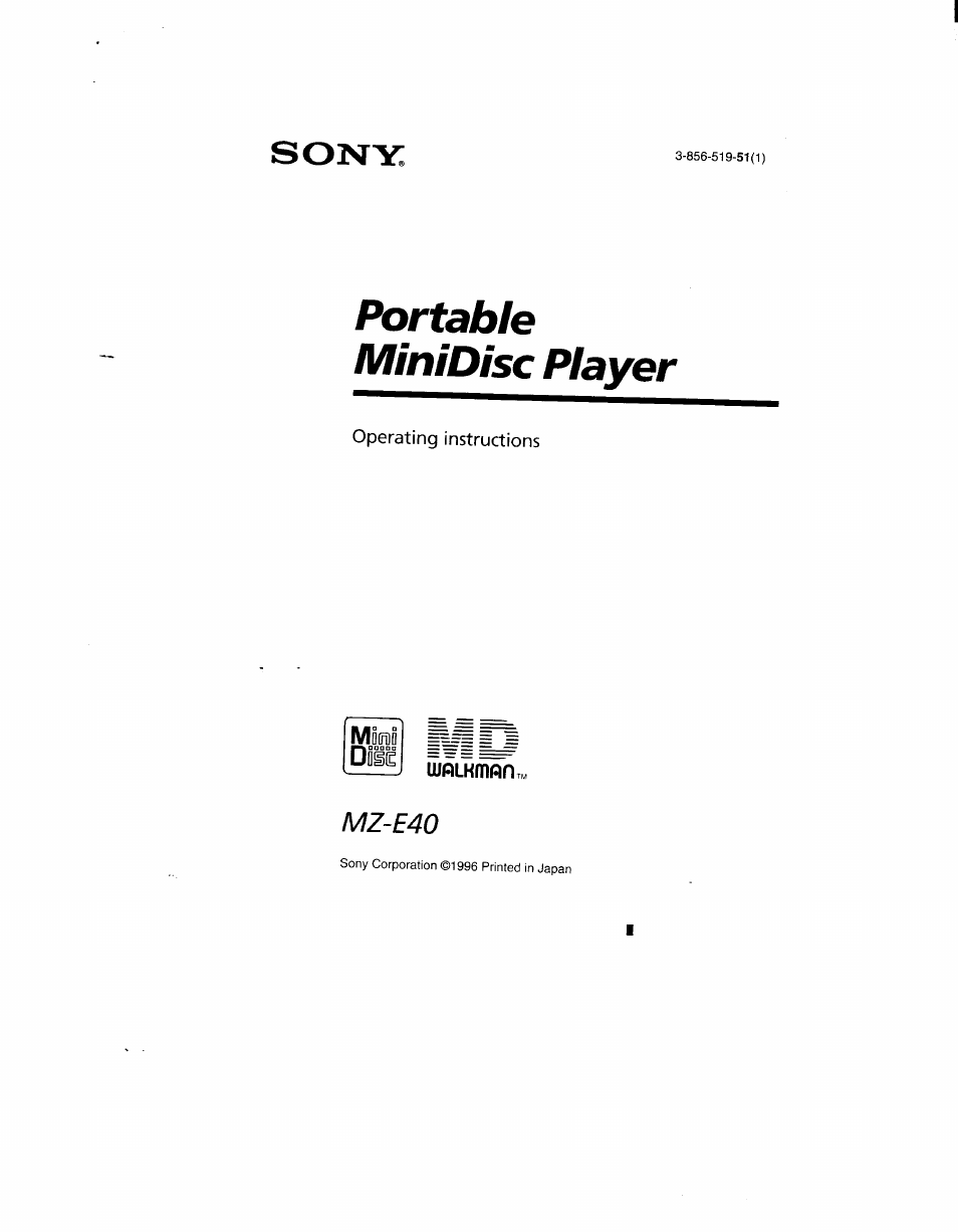 Sony MZ-E40 User Manual | 11 pages