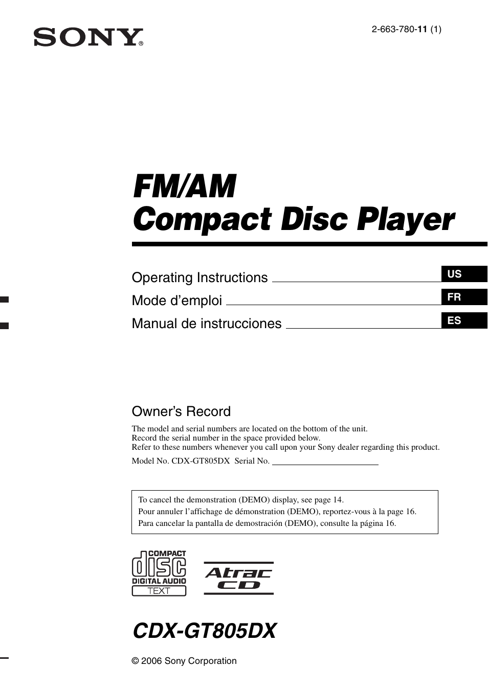 Sony CDX-GT805DX User Manual | 72 pages