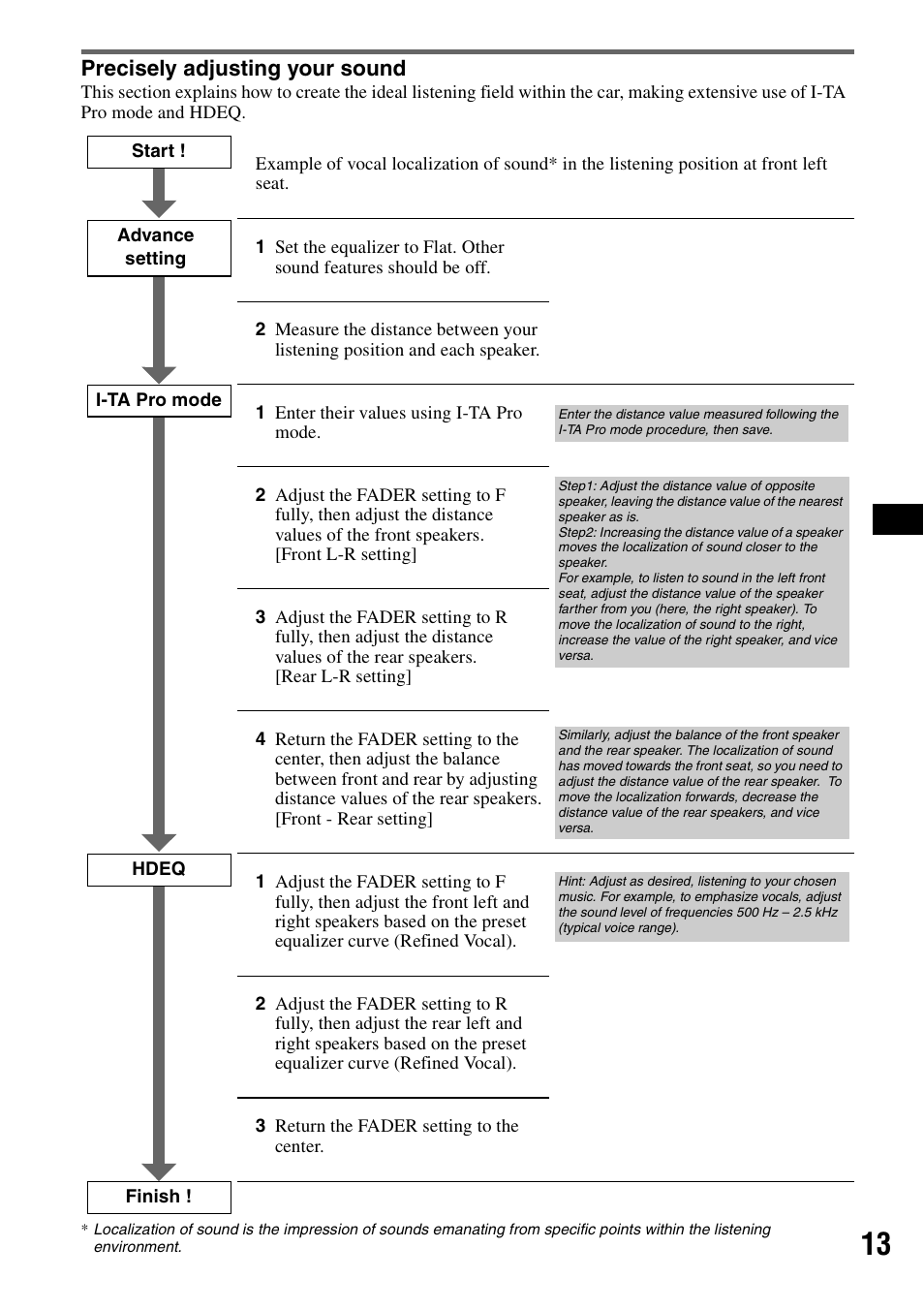 Precisely adjusting your sound | Sony CDX-GT805DX User Manual | Page 13 / 72