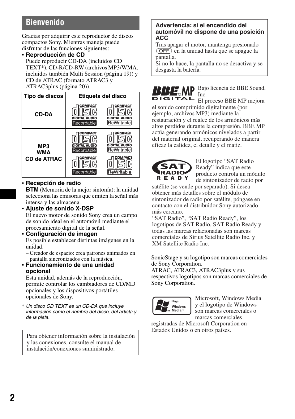 Bienvenido | Sony CDX-GT805DX User Manual | Page 48 / 72