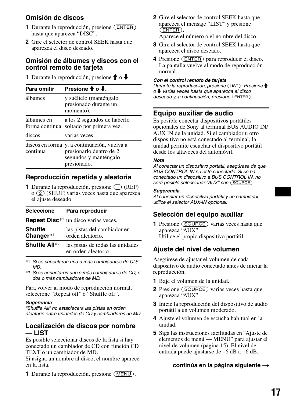 Equipo auxiliar de audio | Sony CDX-GT805DX User Manual | Page 63 / 72