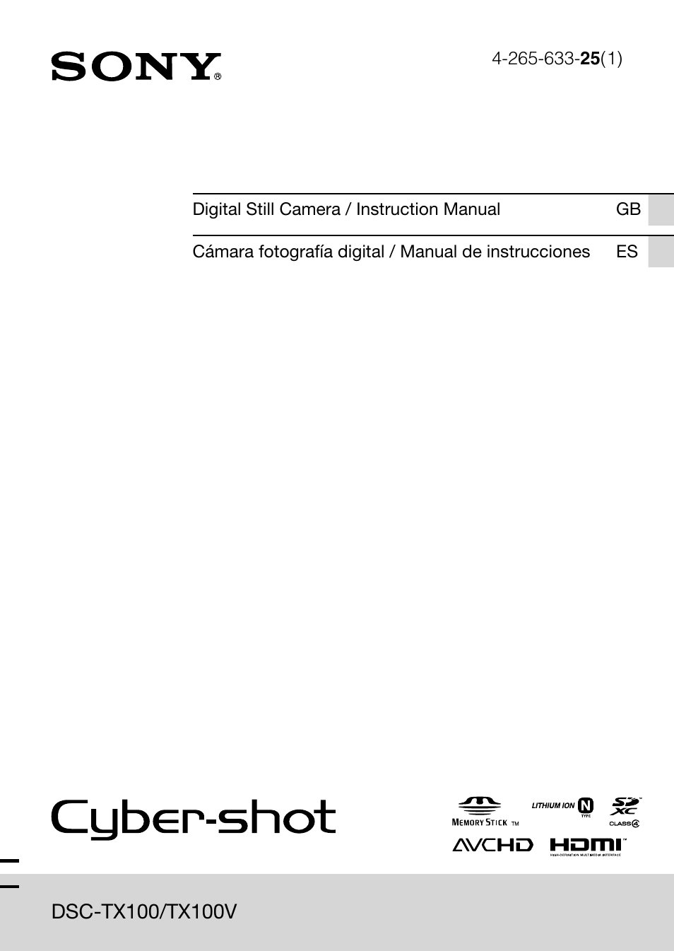 Sony DSC-TX100V User Manual | 56 pages