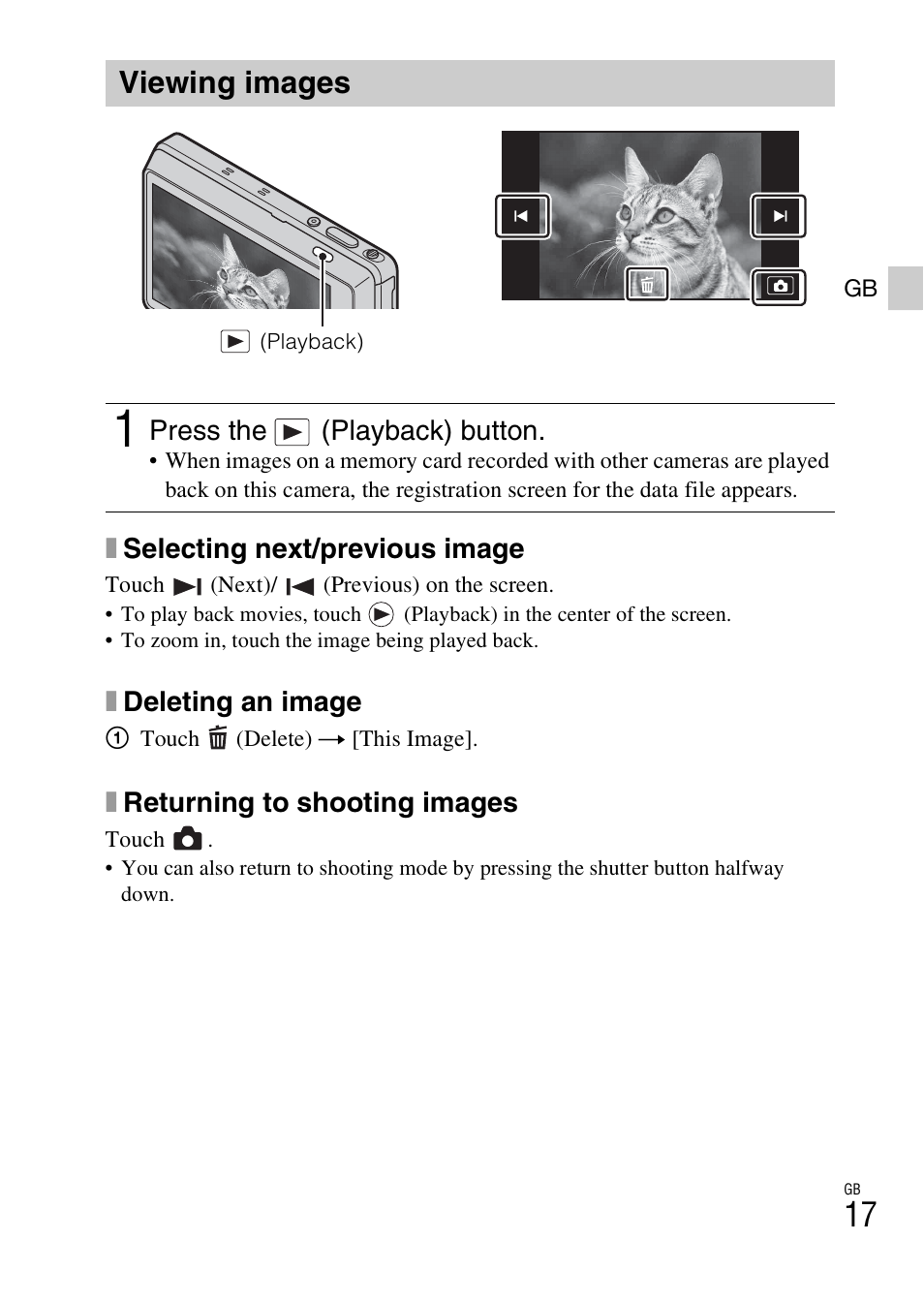 Viewing images | Sony DSC-TX100V User Manual | Page 17 / 56