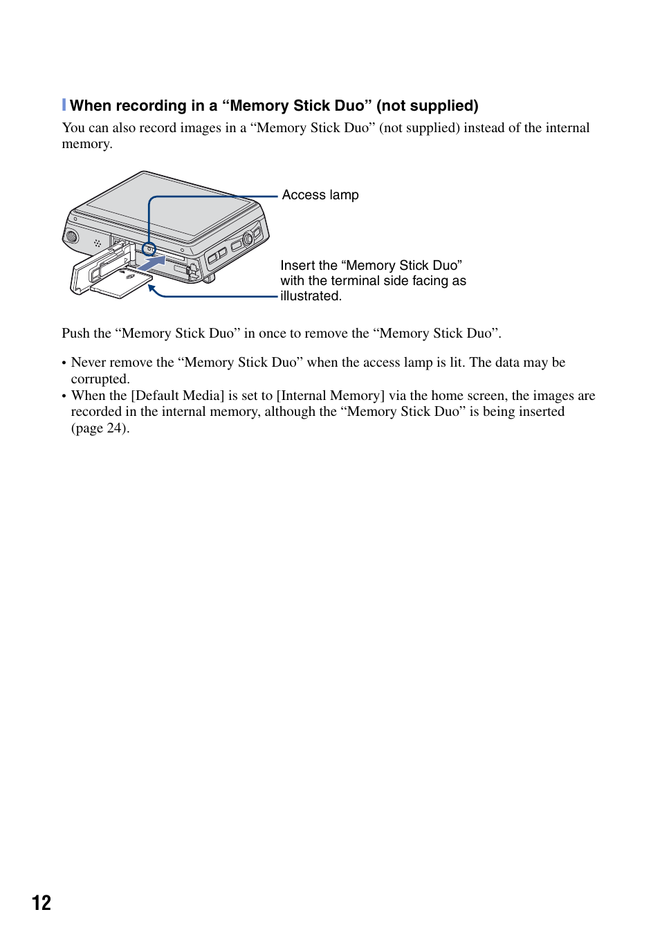 Sony DSC-G1 User Manual | Page 12 / 76