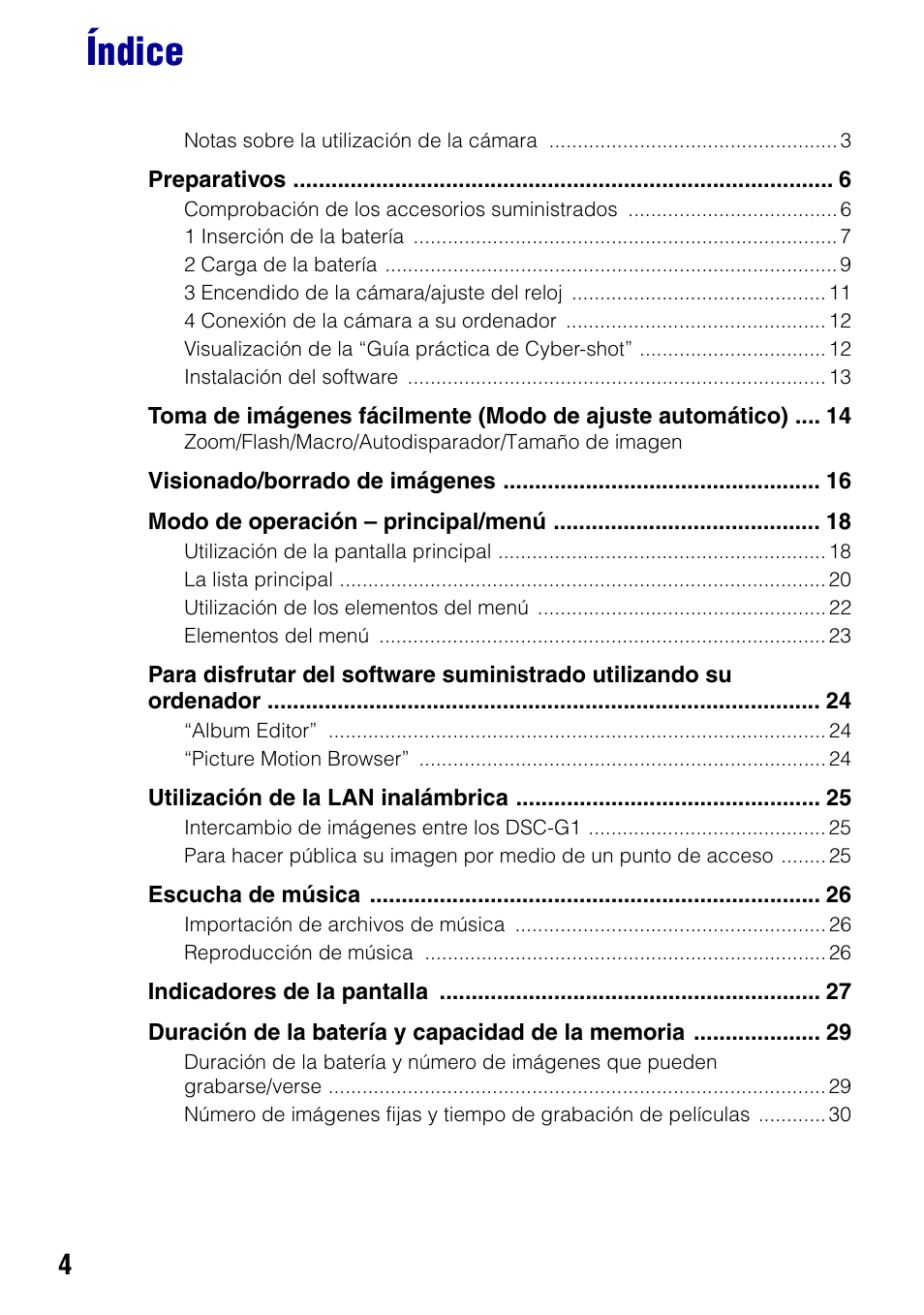 Índice | Sony DSC-G1 User Manual | Page 42 / 76