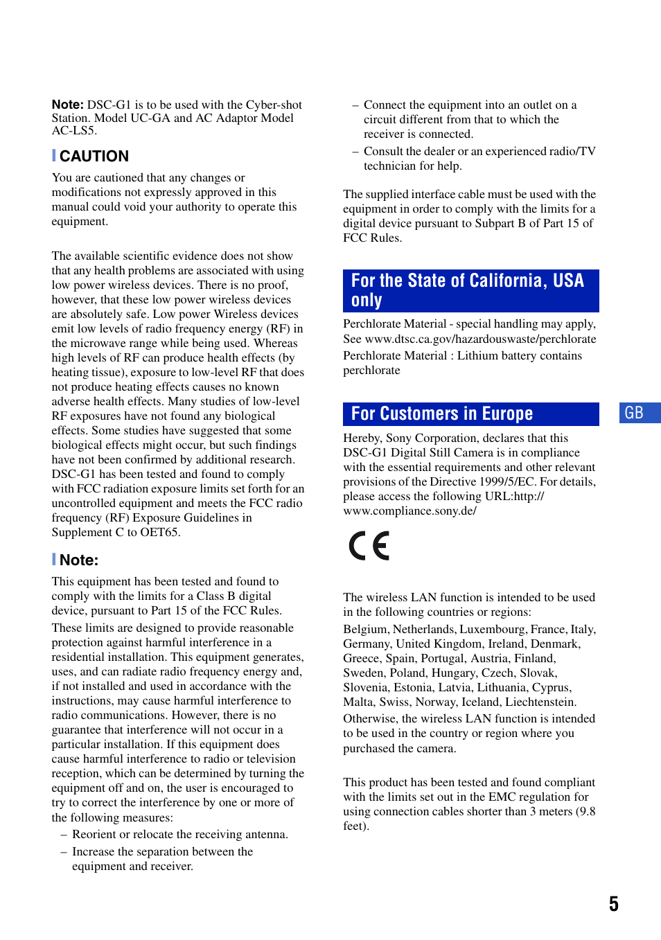 Sony DSC-G1 User Manual | Page 5 / 76