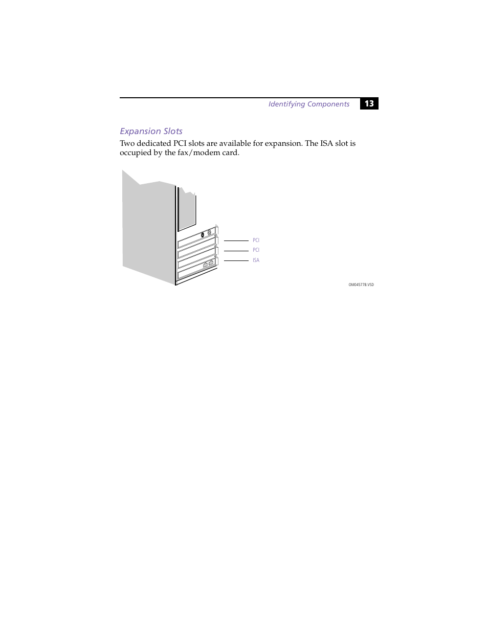 Expansion slots, 13 expansion slots | Sony PCV-E204 User Manual | Page 21 / 114