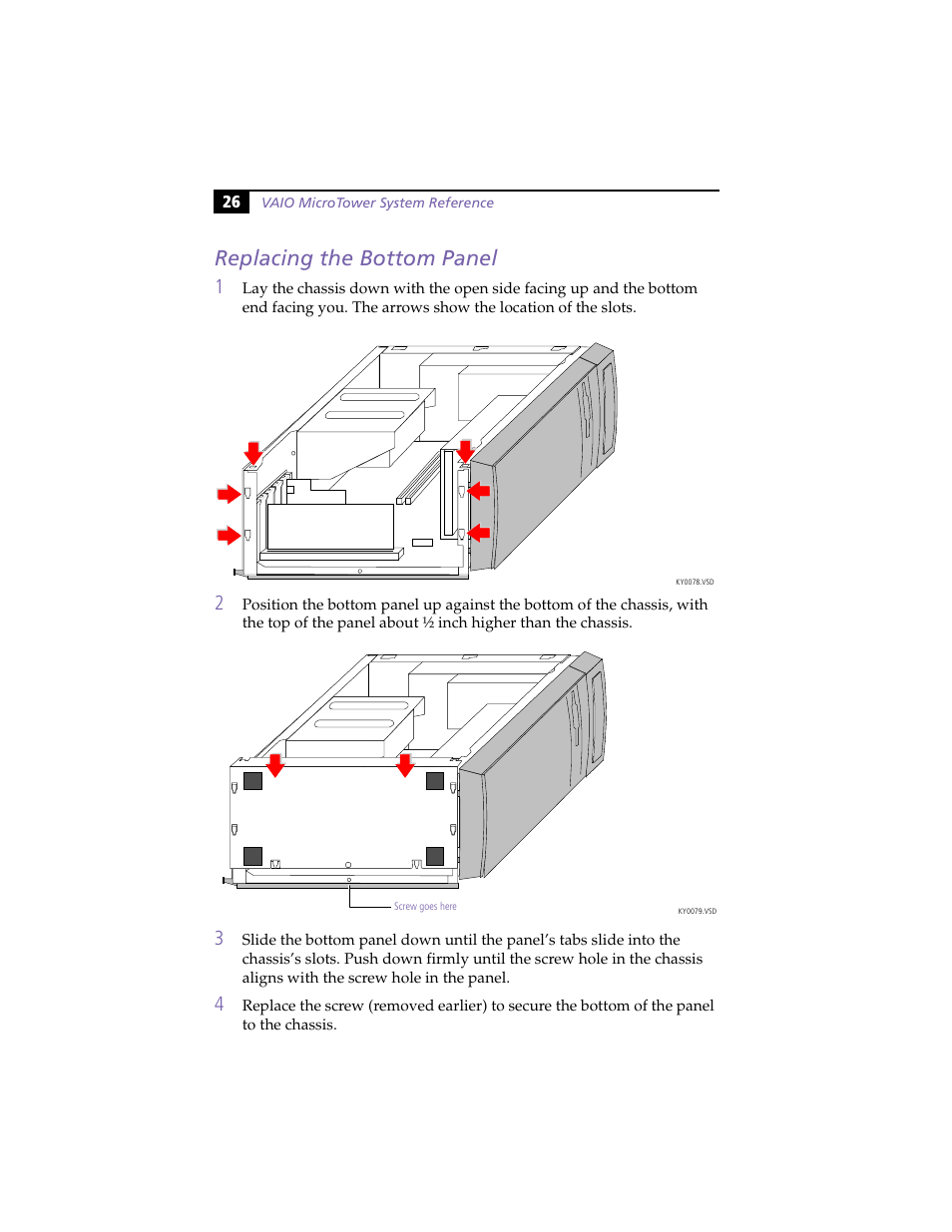 Replacing the bottom panel, Connectors | Sony PCV-E204 User Manual | Page 34 / 114