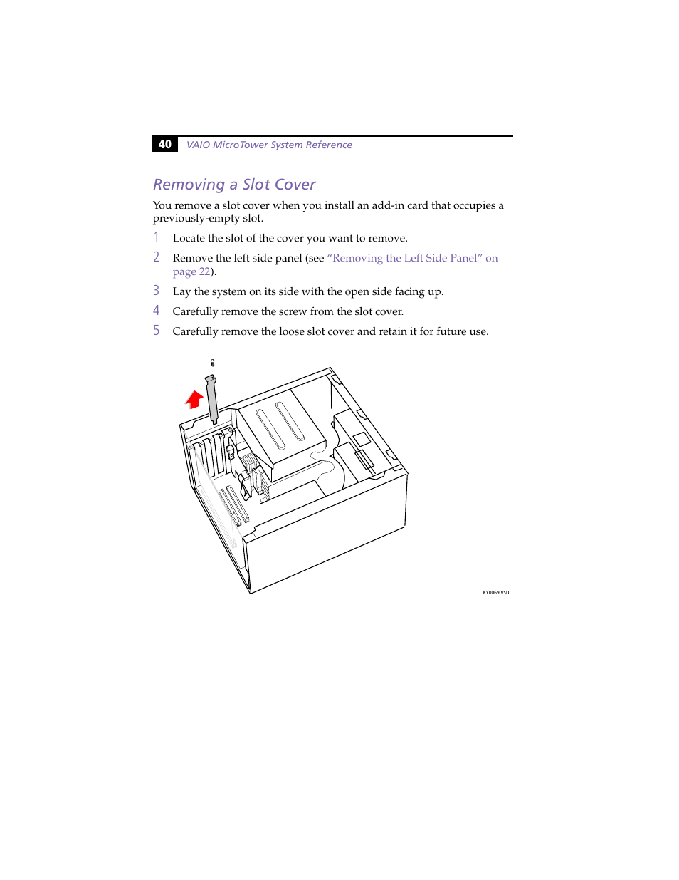 Removing a slot cover | Sony PCV-E204 User Manual | Page 48 / 114