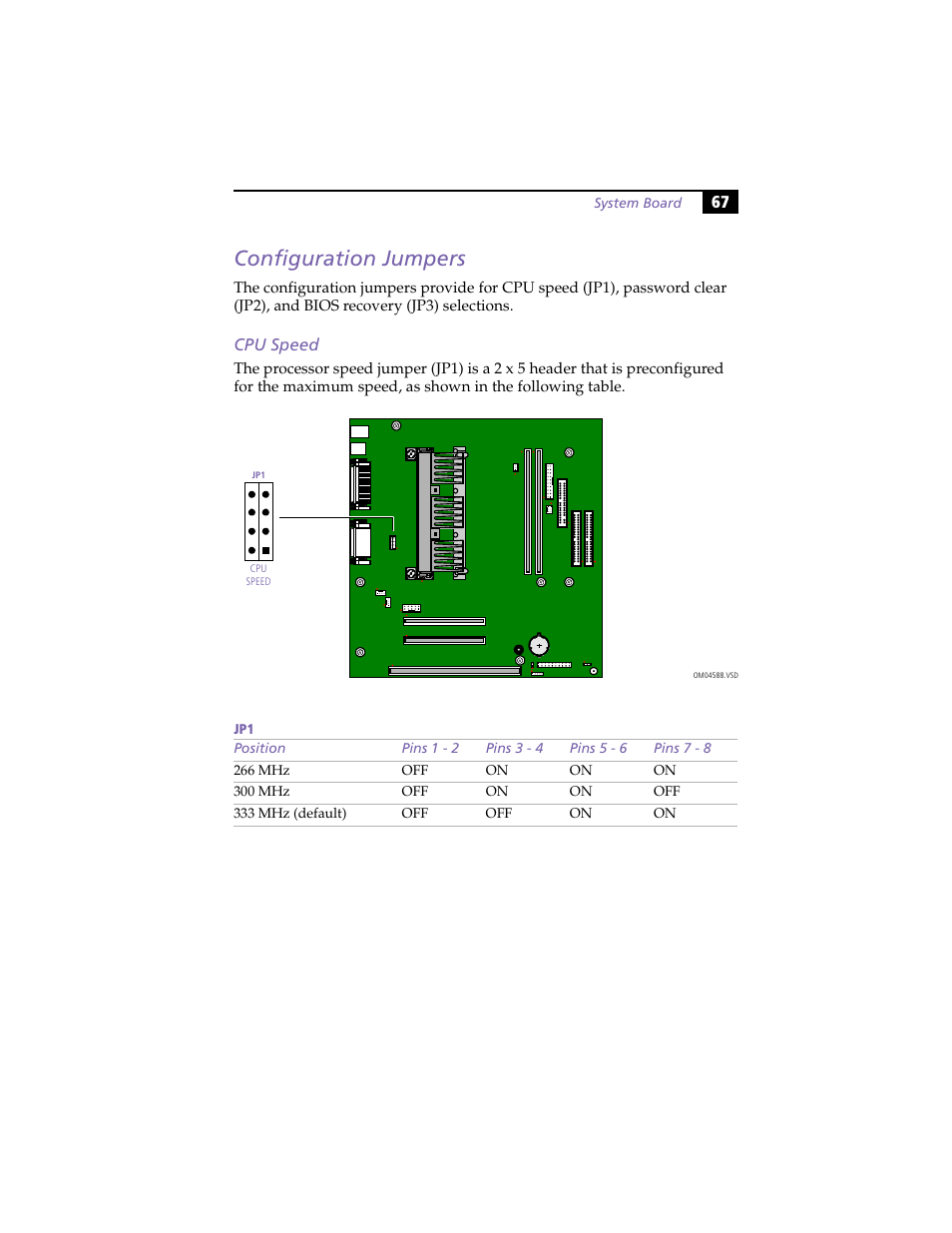 Configuration jumpers, Cpu speed | Sony PCV-E204 User Manual | Page 75 / 114