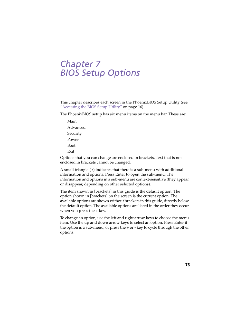 Bios setup options, Chapter 7 — bios setup options, Bios | Setup options, Chapter 7 bios setup options | Sony PCV-E204 User Manual | Page 81 / 114