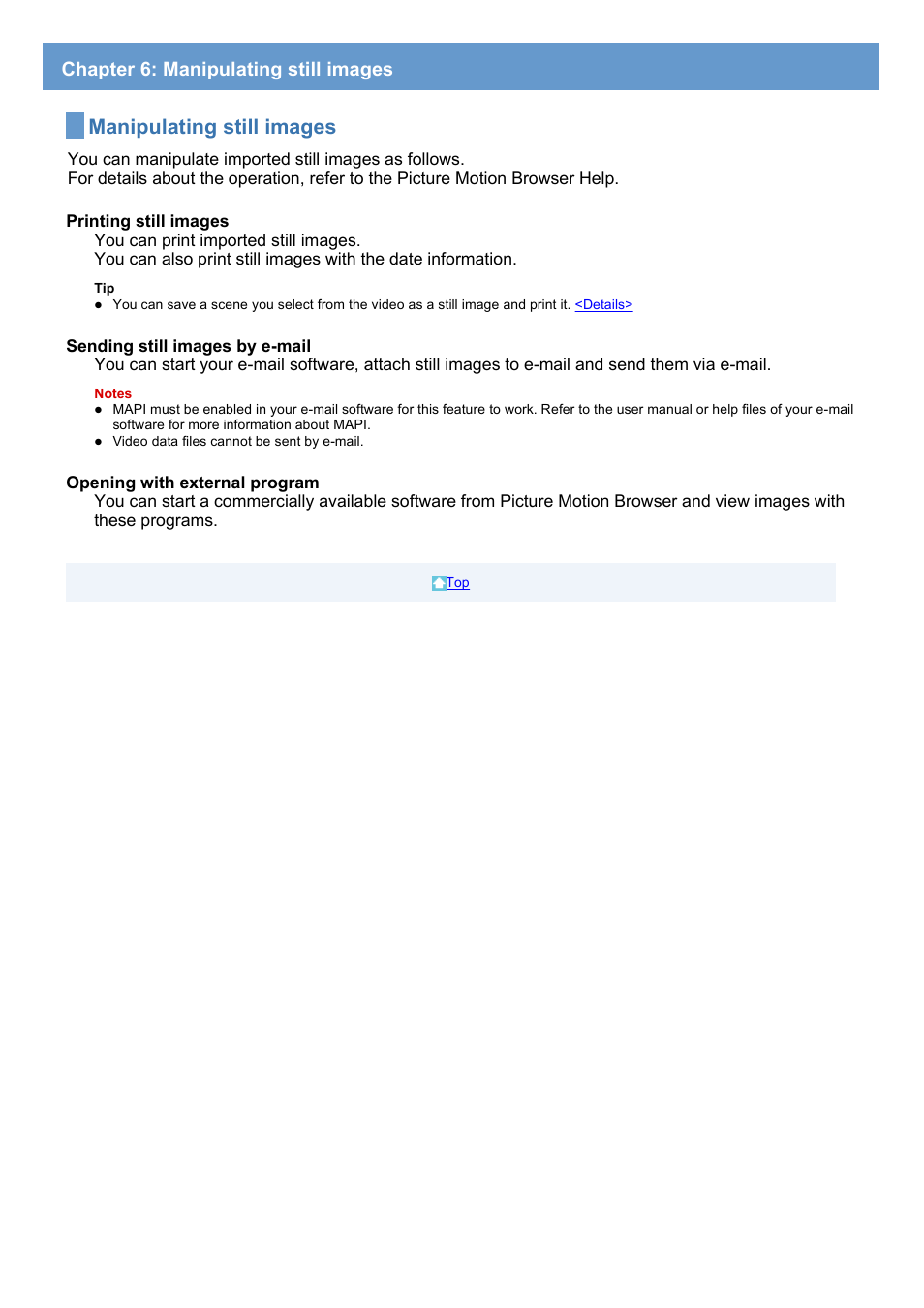 Chapter 6: manipulating still images, Manipulating still images | Sony HDR-HC7 User Manual | Page 26 / 34