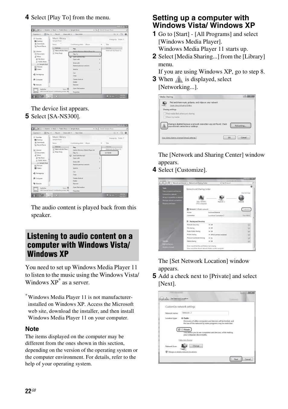 Sony SA-NS300 User Manual | Page 22 / 40