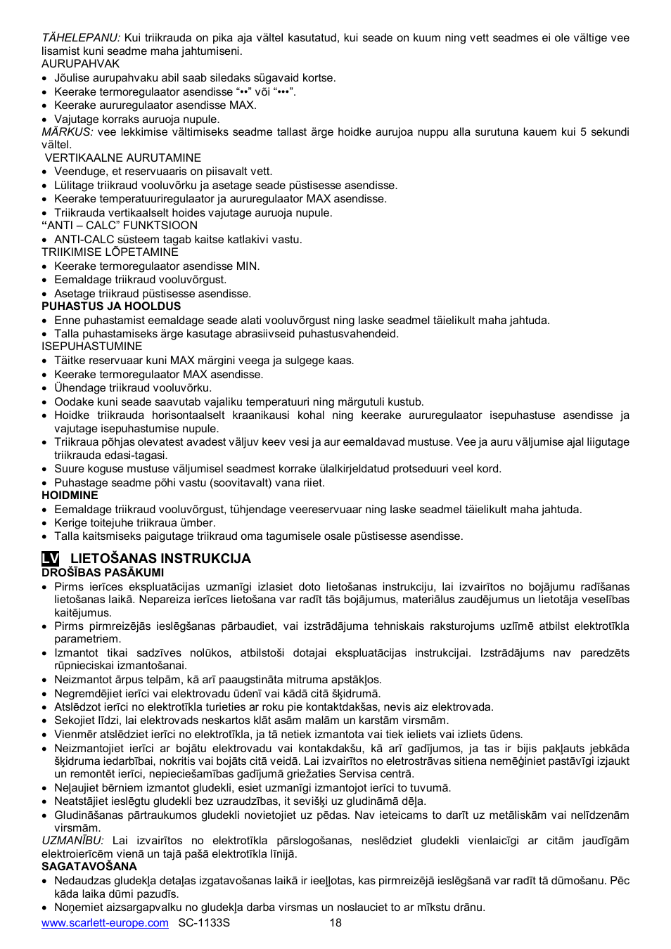 Scarlett SC-1133S User Manual | Page 18 / 26