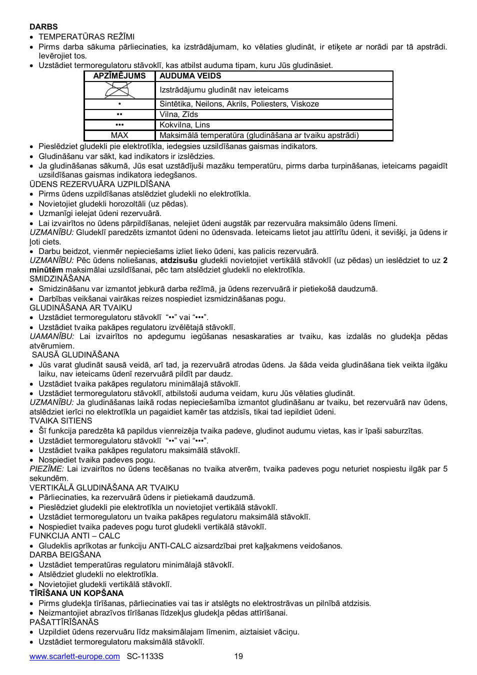 Scarlett SC-1133S User Manual | Page 19 / 26