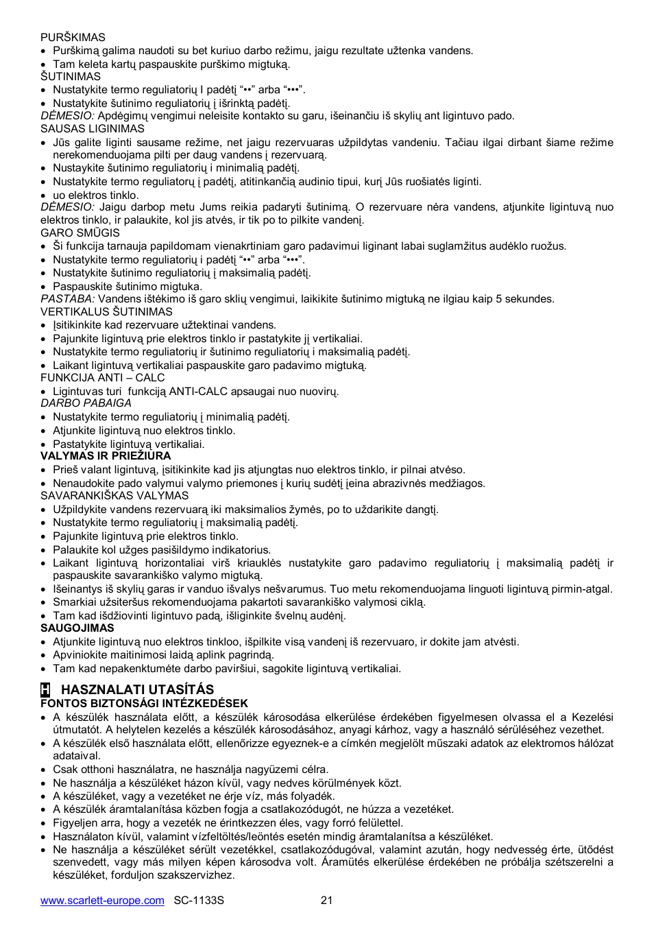 Scarlett SC-1133S User Manual | Page 21 / 26