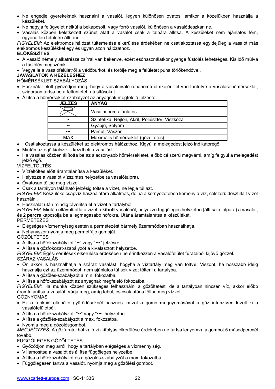 Scarlett SC-1133S User Manual | Page 22 / 26