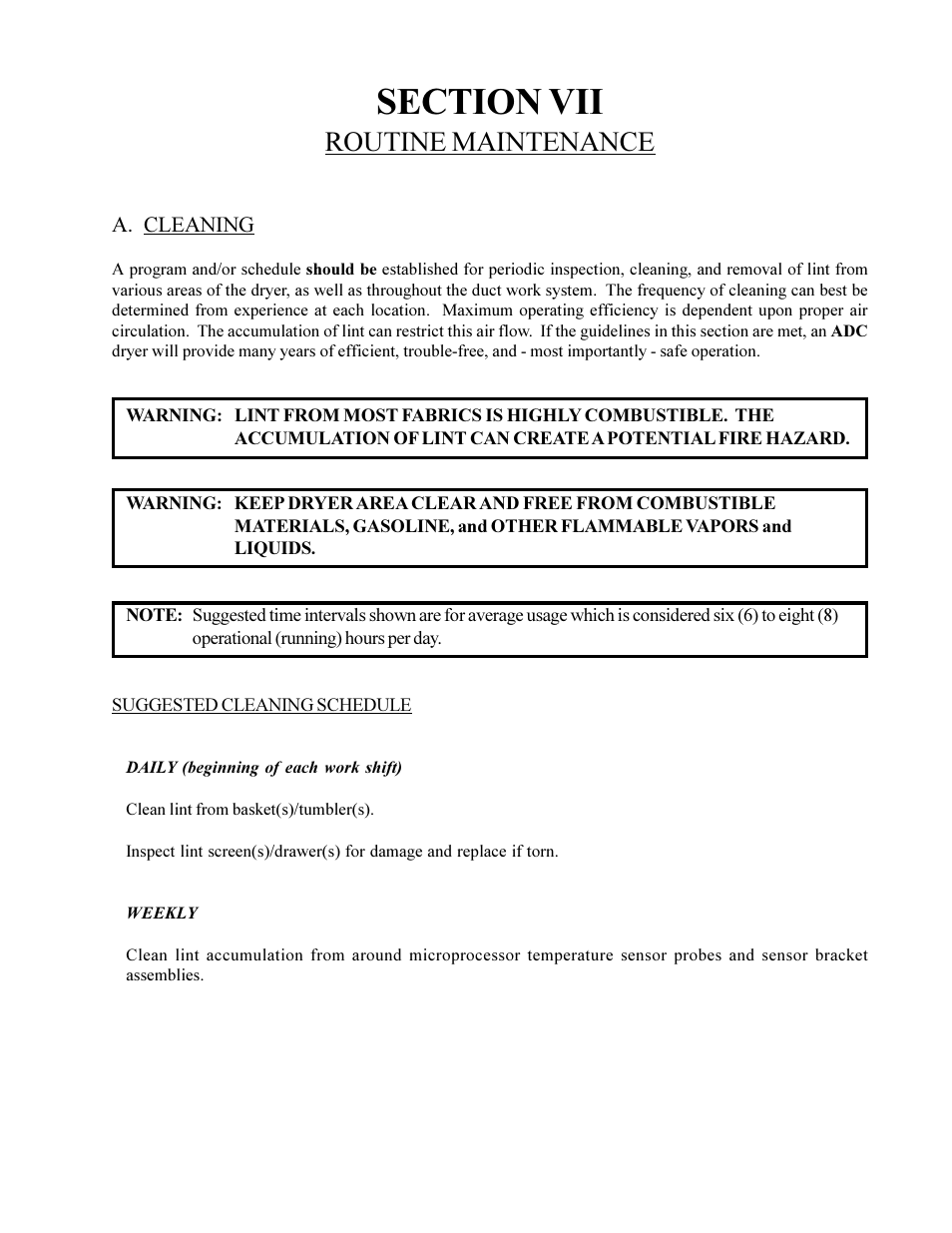 Routine maintenance | American Dryer Corp. AD-230 User Manual | Page 37 / 48