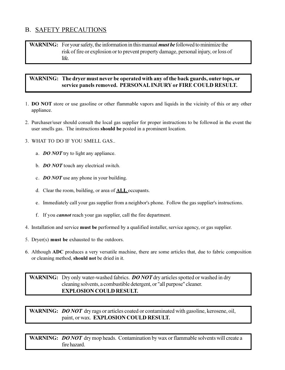 American Dryer Corp. AD-230 User Manual | Page 8 / 48