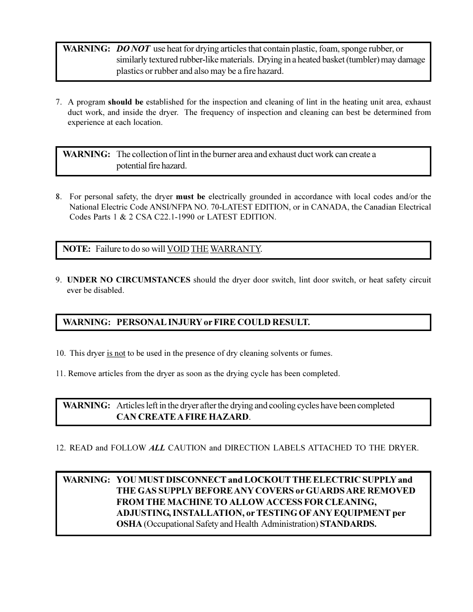 American Dryer Corp. AD-230 User Manual | Page 9 / 48