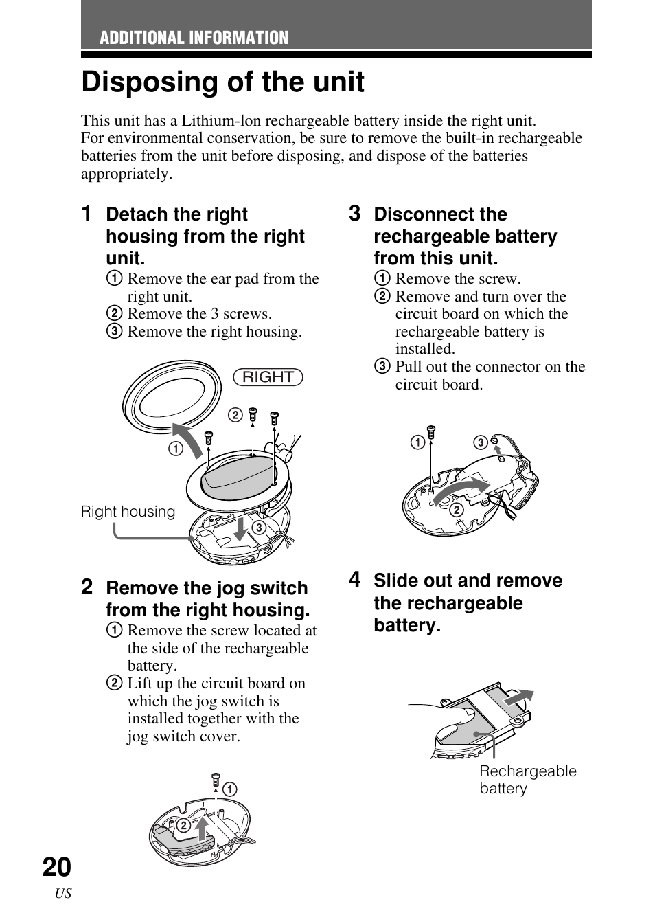 Disposing of the unit | Sony DR-BT50 User Manual | Page 20 / 56