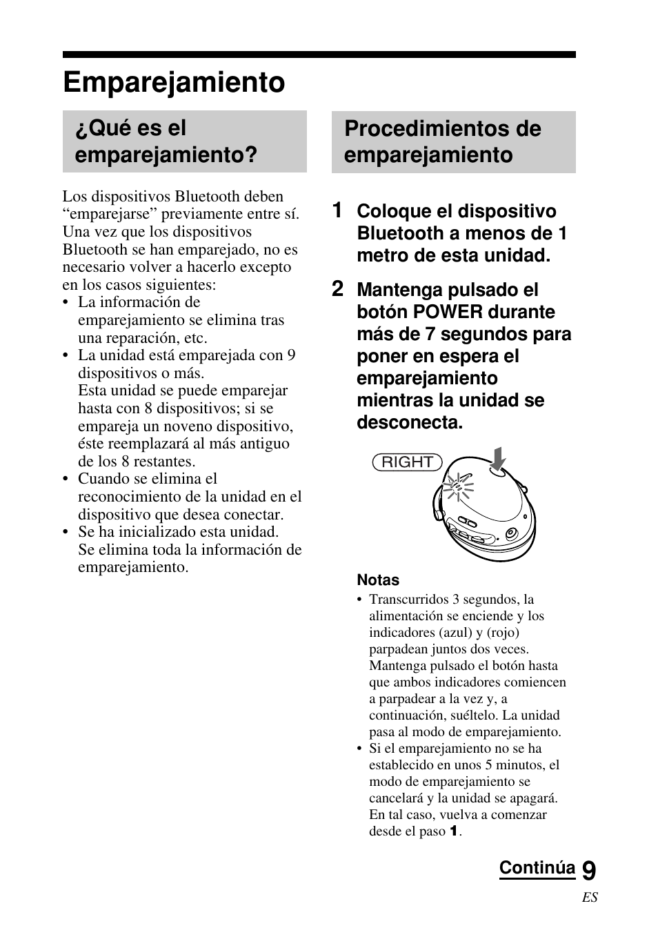 Emparejamiento, Qué es el emparejamiento, Procedimientos de emparejamiento | Qué es el emparejamiento? procedimientos de, Procedimientos de emparejamiento 1 | Sony DR-BT50 User Manual | Page 35 / 56