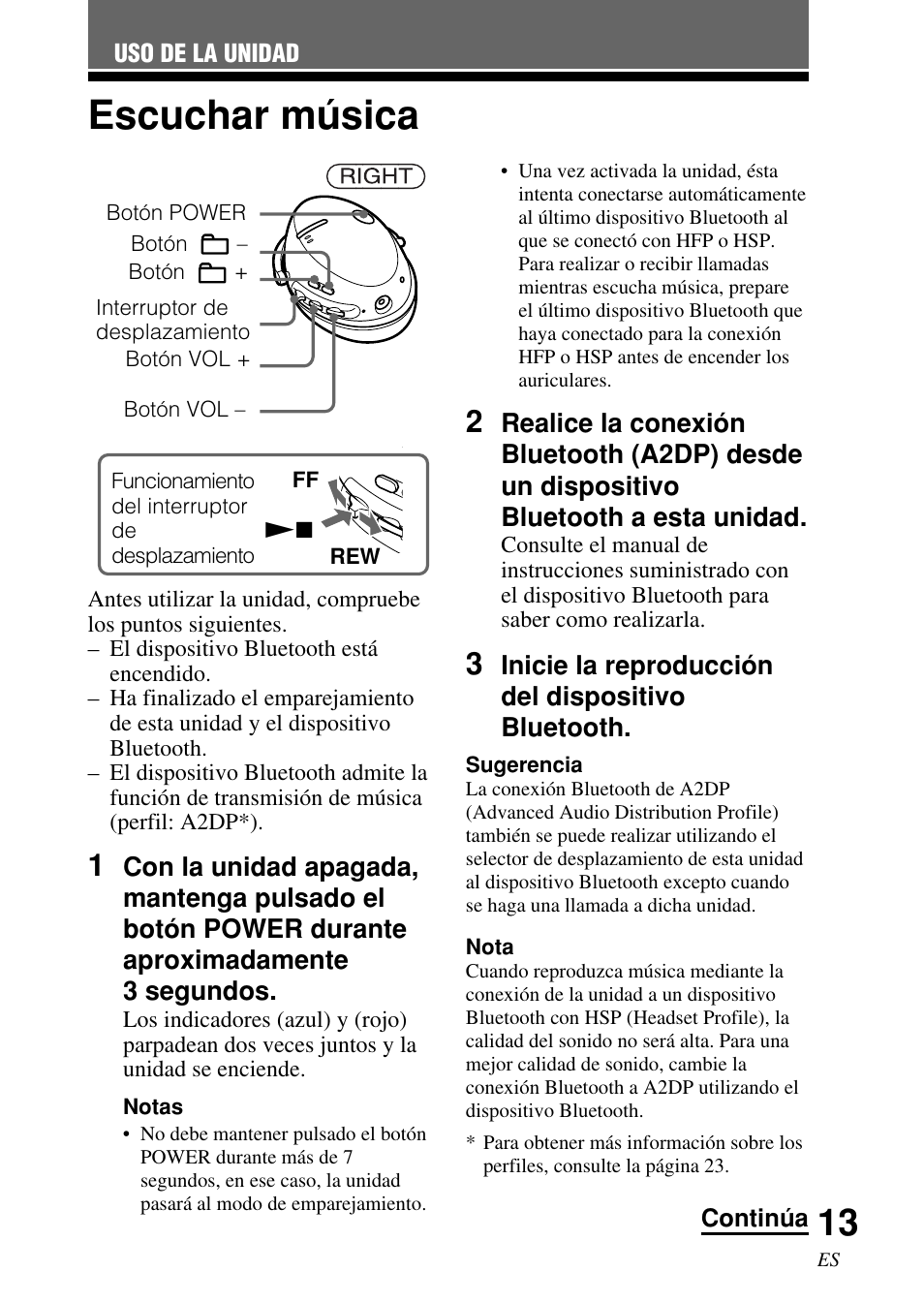 Escuchar música | Sony DR-BT50 User Manual | Page 39 / 56