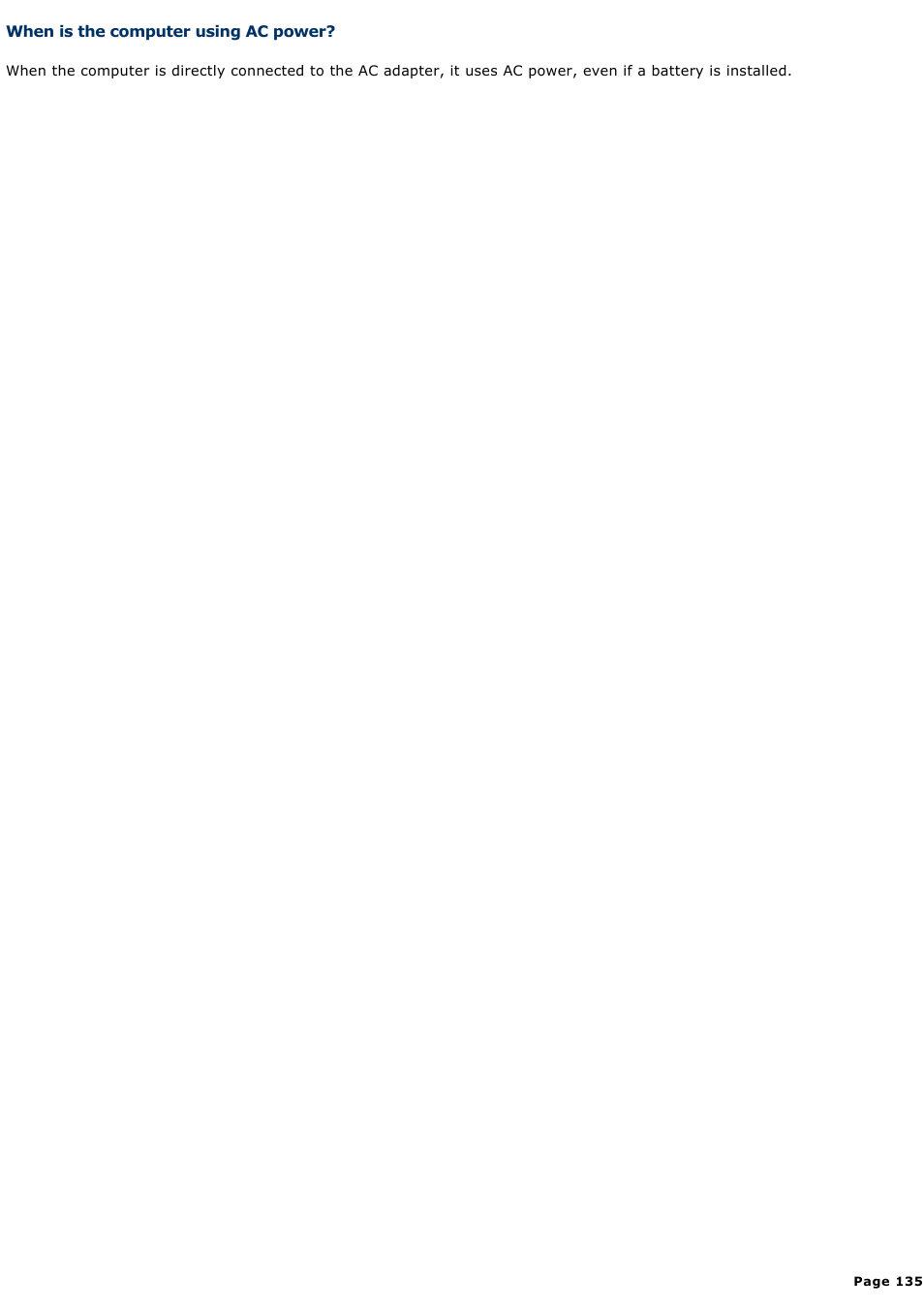 When is the computer using ac power | Sony PCG-TR2A User Manual | Page 135 / 202