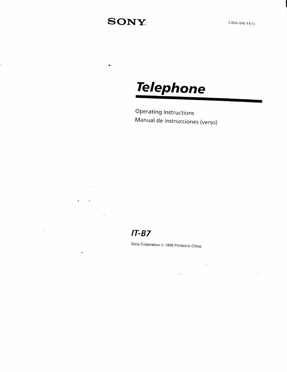 Sony IT-B7 User Manual | 23 pages