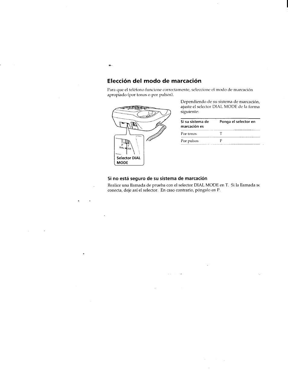 Elección del modo de marcación | Sony IT-B7 User Manual | Page 18 / 23