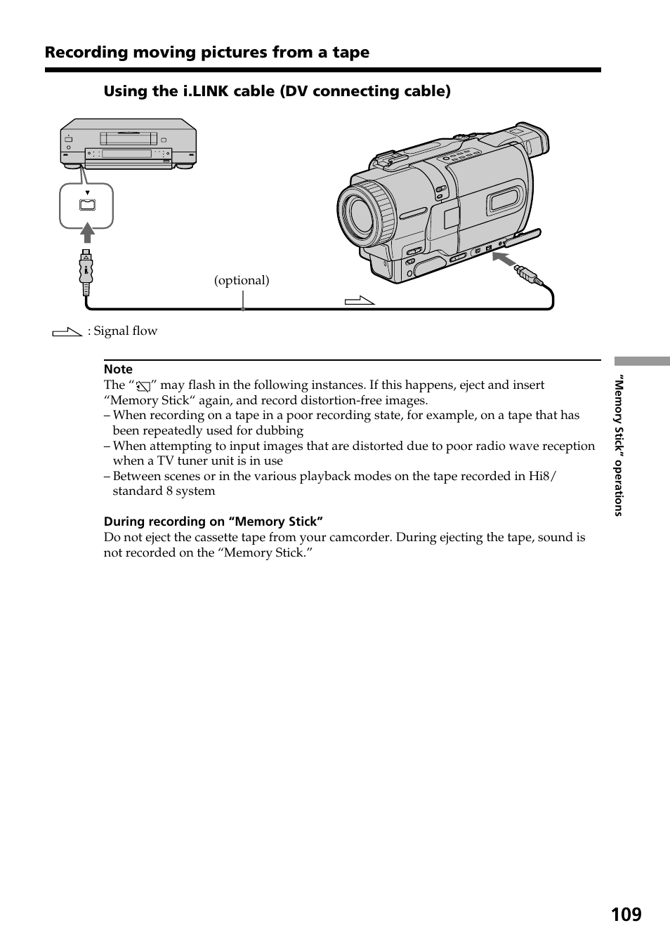 Recording moving pictures from a tape | Sony DCR-TRV830 User Manual | Page 109 / 168