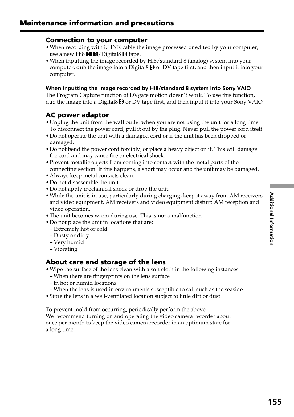 Sony DCR-TRV830 User Manual | Page 155 / 168