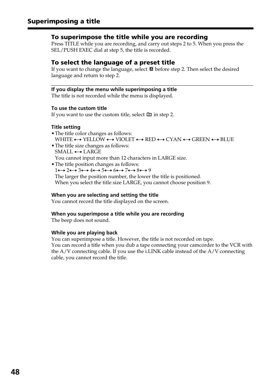 Sony DCR-TRV830 User Manual | Page 48 / 168