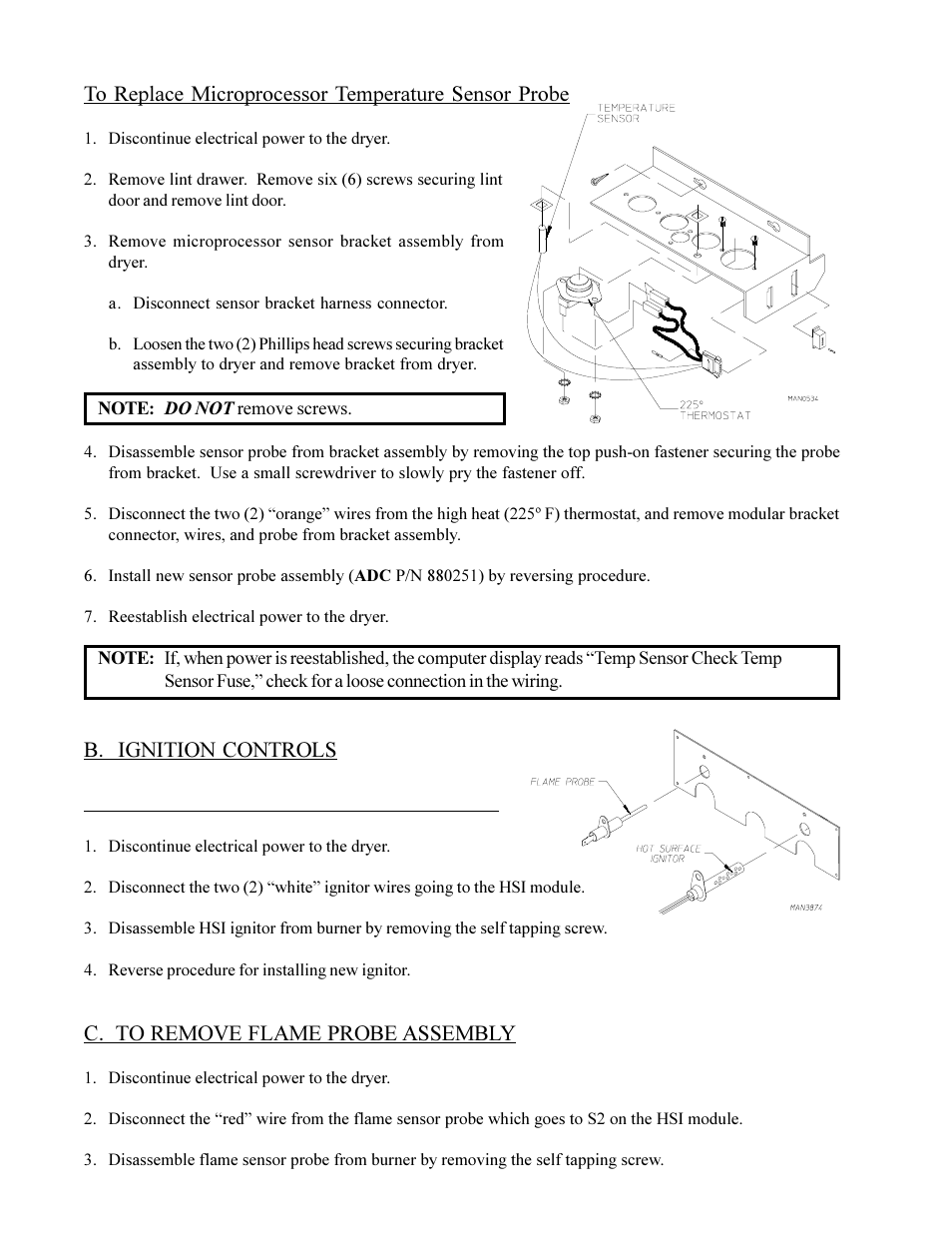 B. ignition controls | American Dryer Corp. Phase 6 Microprocessor Controls ML-190HS User Manual | Page 22 / 63