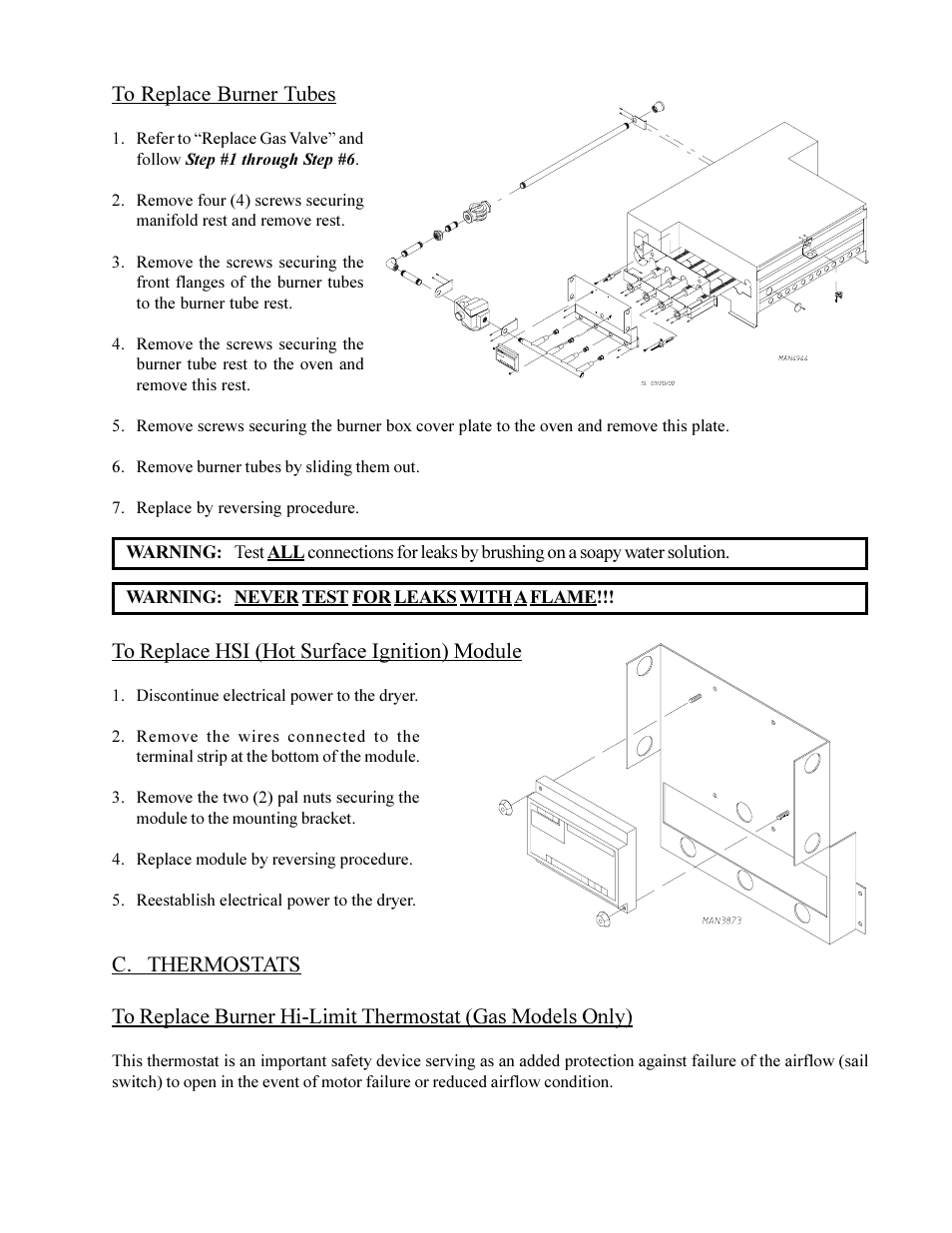 C. thermostats | American Dryer Corp. Phase 6 Microprocessor Controls ML-190HS User Manual | Page 25 / 63