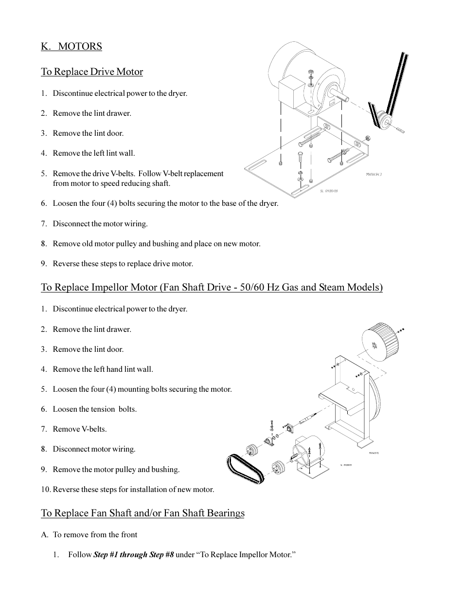 K. motors | American Dryer Corp. Phase 6 Microprocessor Controls ML-190HS User Manual | Page 38 / 63