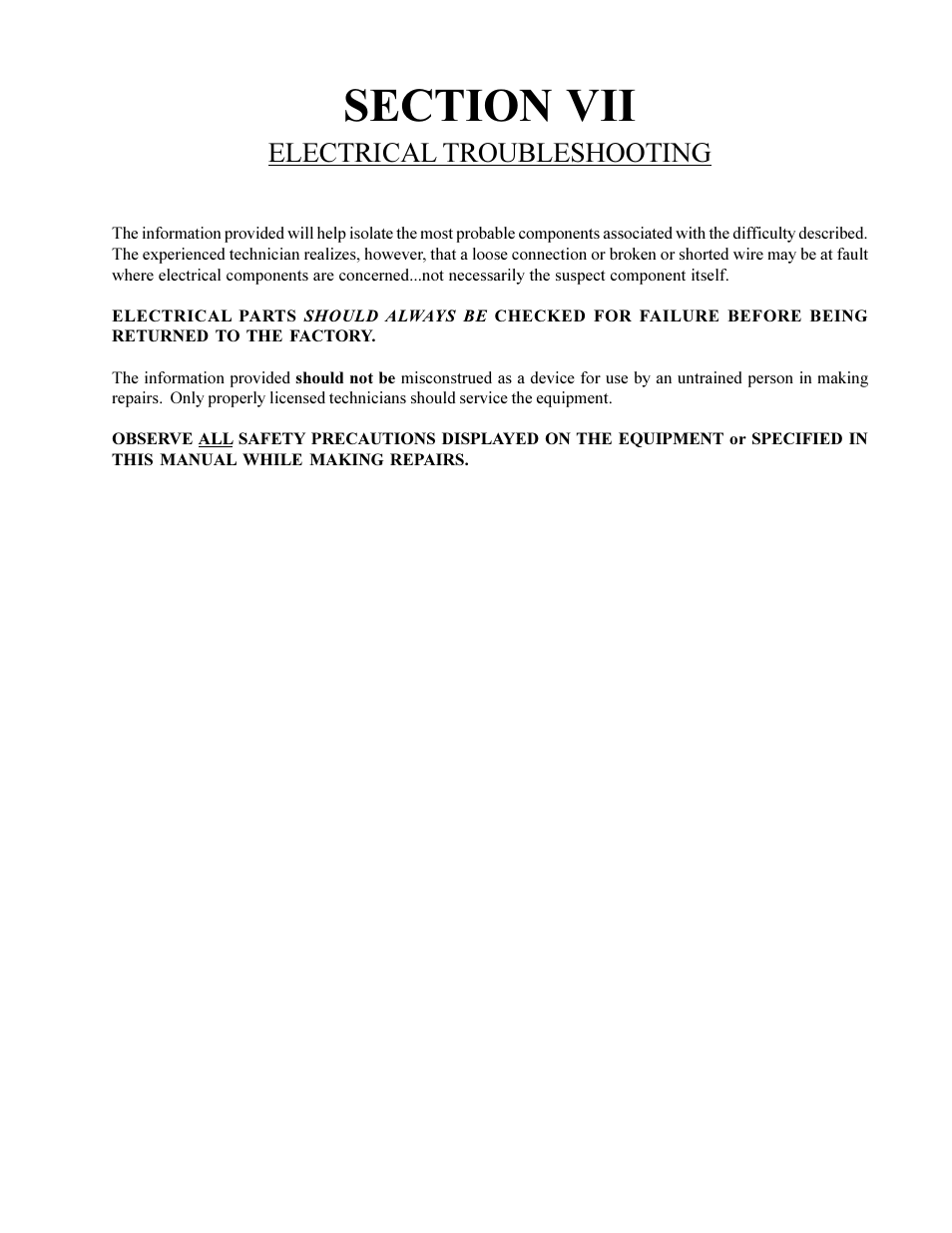 Section vii, Electrical troubleshooting | American Dryer Corp. Phase 6 Microprocessor Controls ML-190HS User Manual | Page 45 / 63