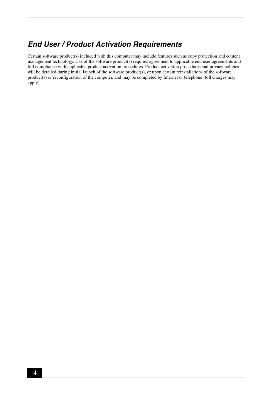 End user / product activation requirements | Sony VGN-UX490N User Manual | Page 4 / 20