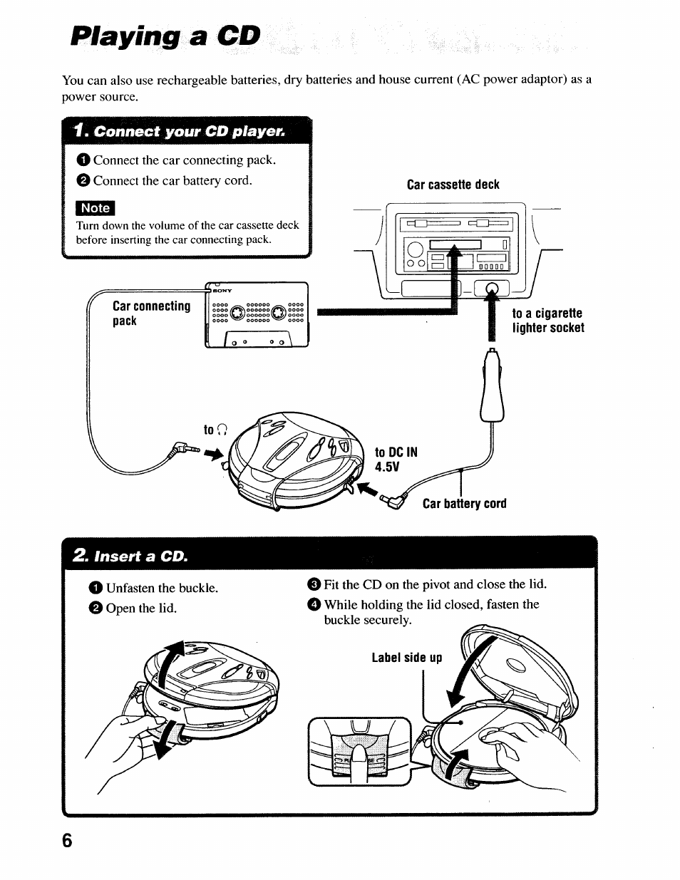 Playing a cd | Sony D-SJ17CK User Manual | Page 6 / 28