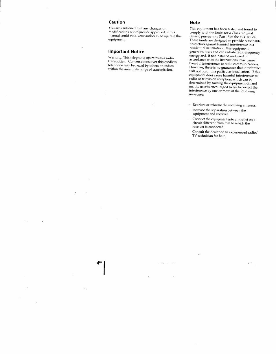 Caution, Important notice, Note | Sony SPP-M920 User Manual | Page 4 / 72