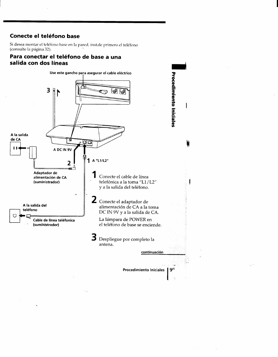 Conecte el teléfono base | Sony SPP-M920 User Manual | Page 45 / 72