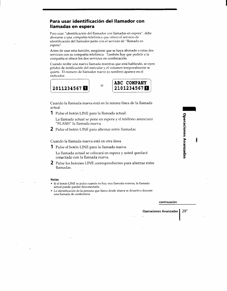 Abc company, Notas, Continuación | Sony SPP-M920 User Manual | Page 64 / 72