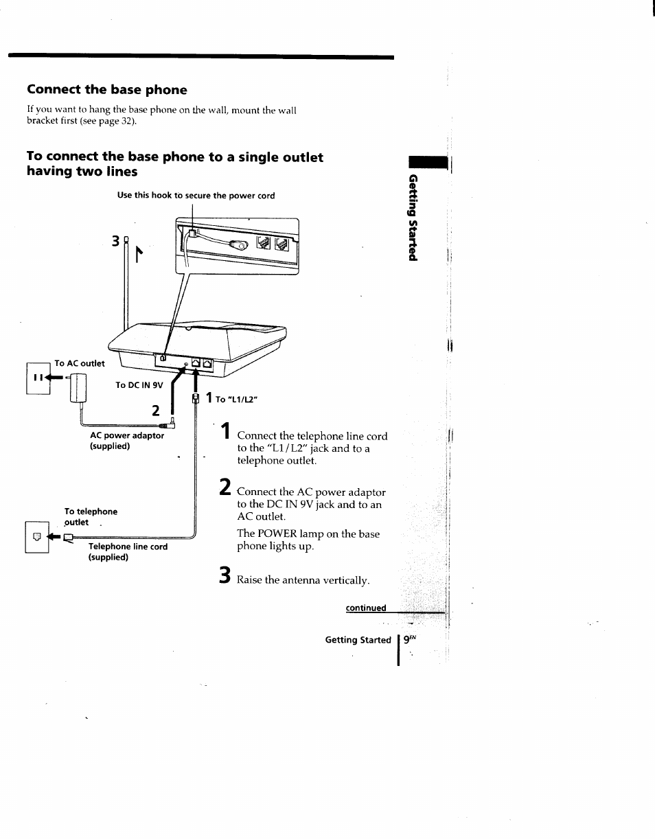 Connect the base phone | Sony SPP-M920 User Manual | Page 9 / 72